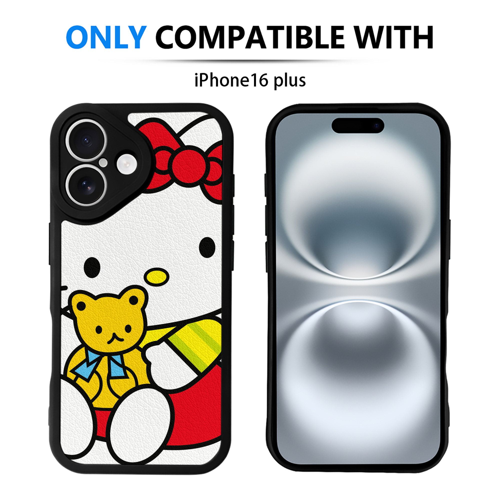（画像用） Hello Kitty ハローキティ 【iPhone 16シリーズ対応】シリコンスマホケース（レザー調） 材質：シリコン
